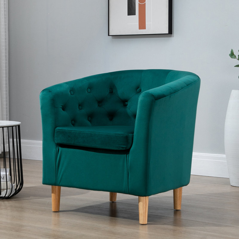 Tarbes Velvet Barrel Chair, Green
