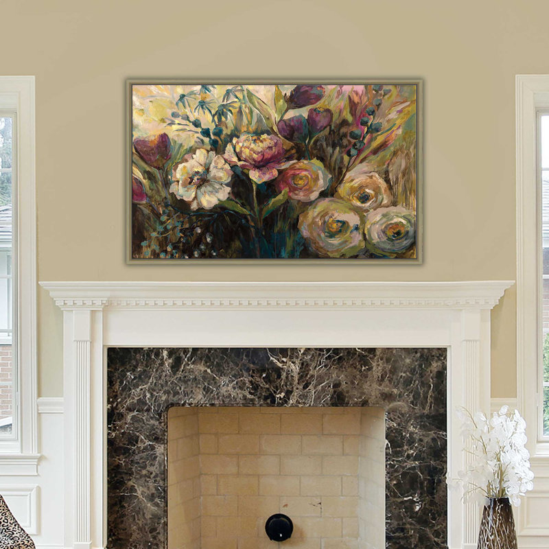 Jardin d'été - Peinture, Cadre flottant champagne, H 39,5 po x l 63,5 po x P 2 po