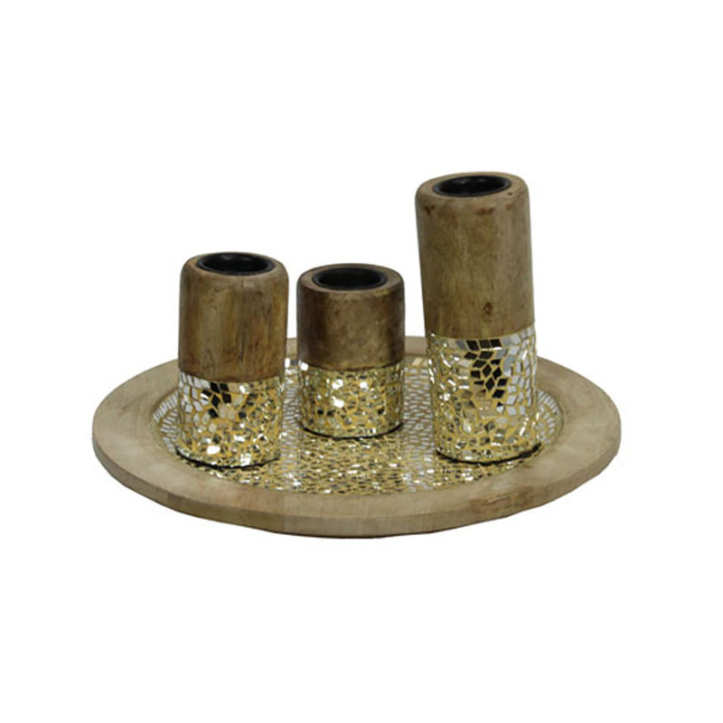 Ensemble de chandelles 4 pièces en céramique, Or
