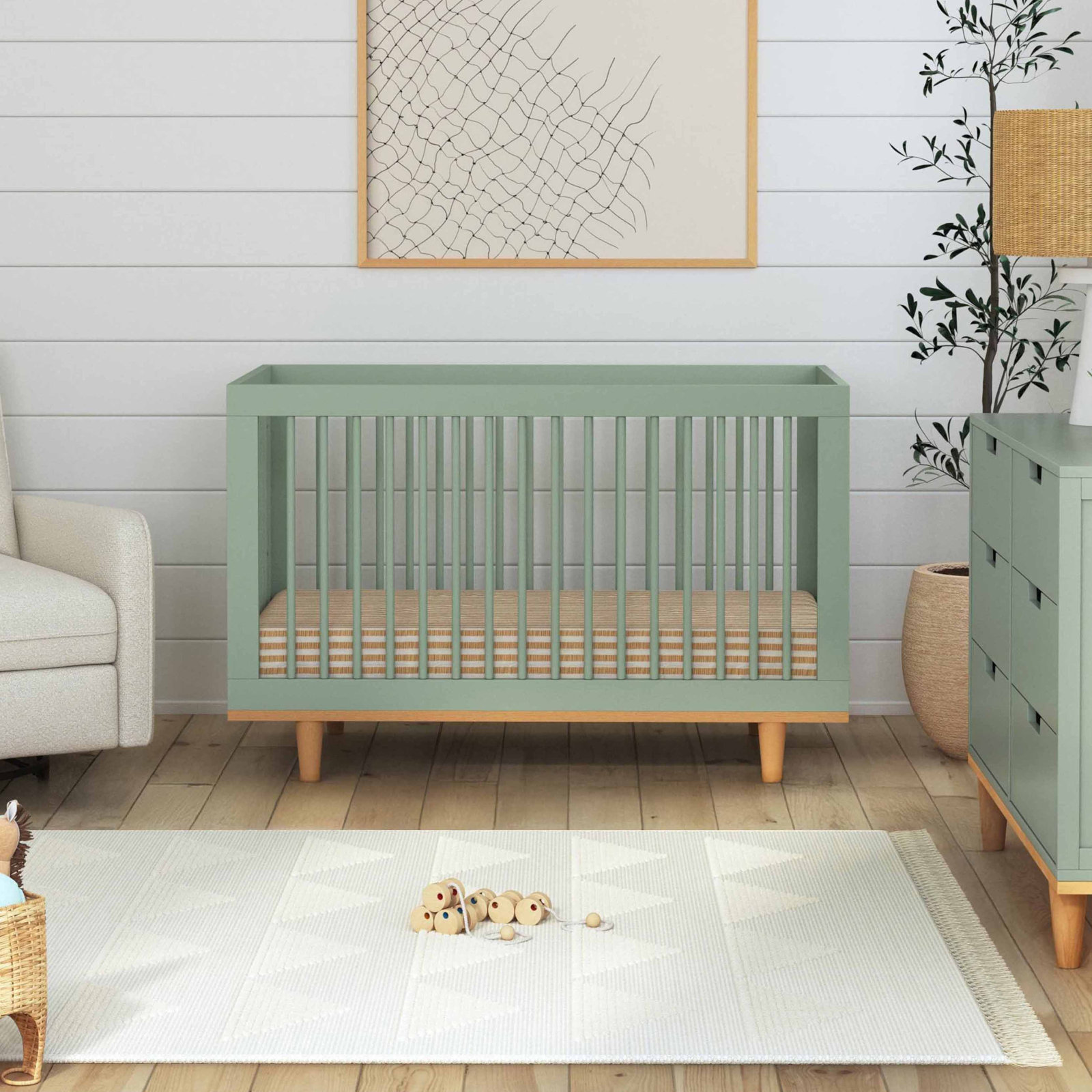 Marley Pine 3-in-1 Convertible Crib, Light Sage, Crib