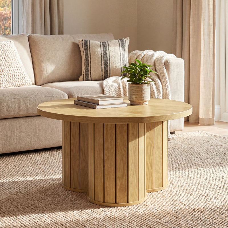 80 cm Wooden Round Coffee TableTable for Living Room