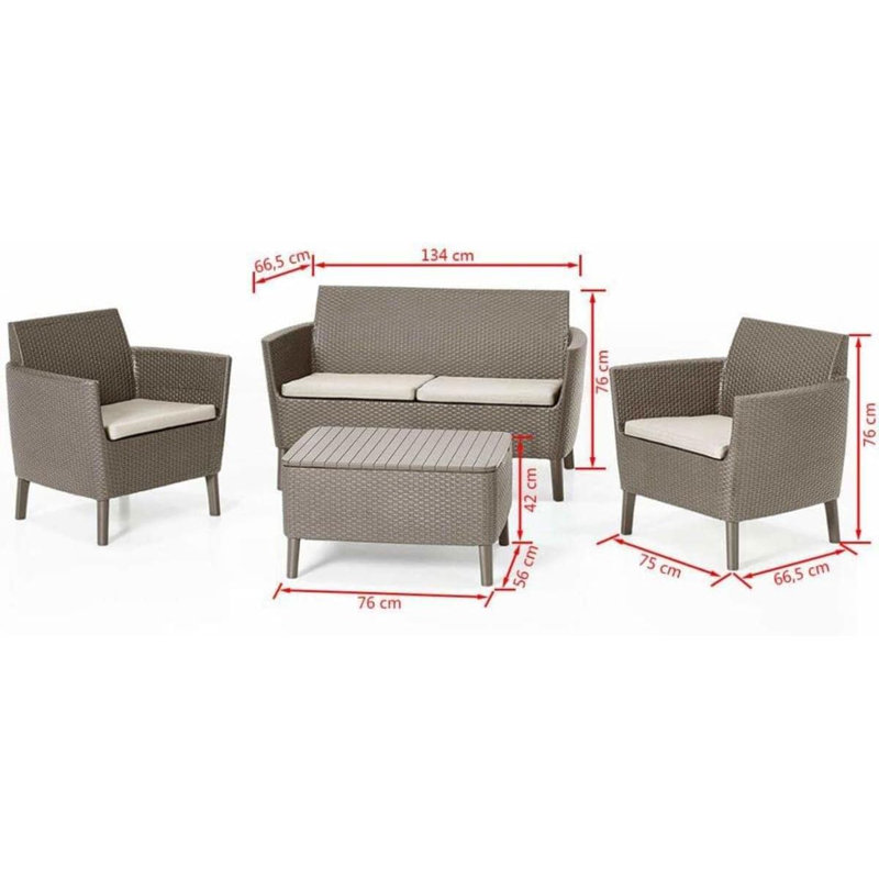 Keter Salemo 2 Chair, Sofa And Storage Table Garden Set