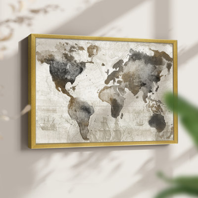 Antique Map -Framed Print - Restickable