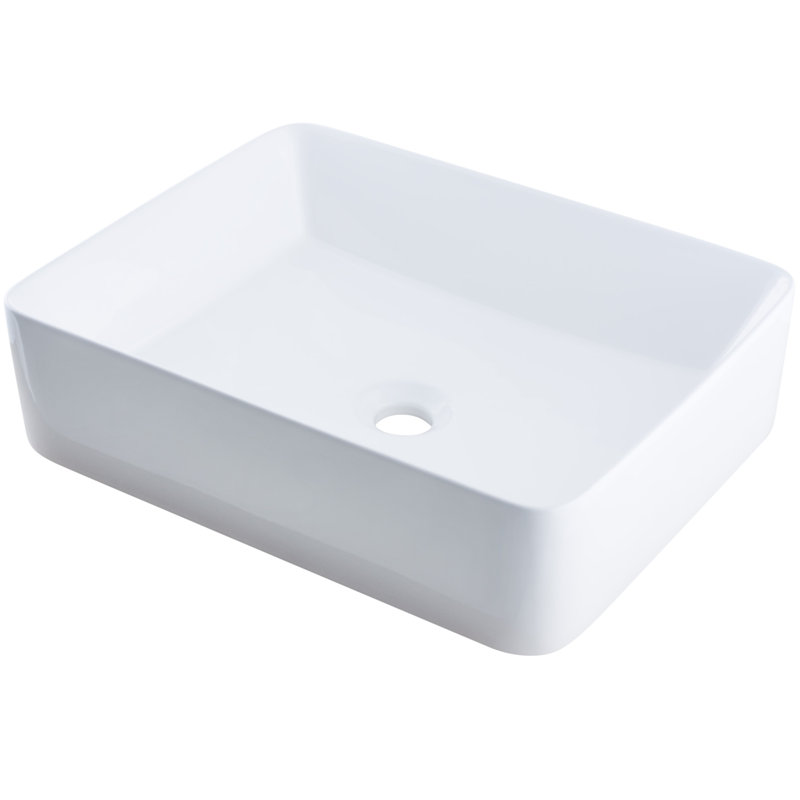 Novatto 19'' Porcelain Rectangular Bathroom Sink, Chrome