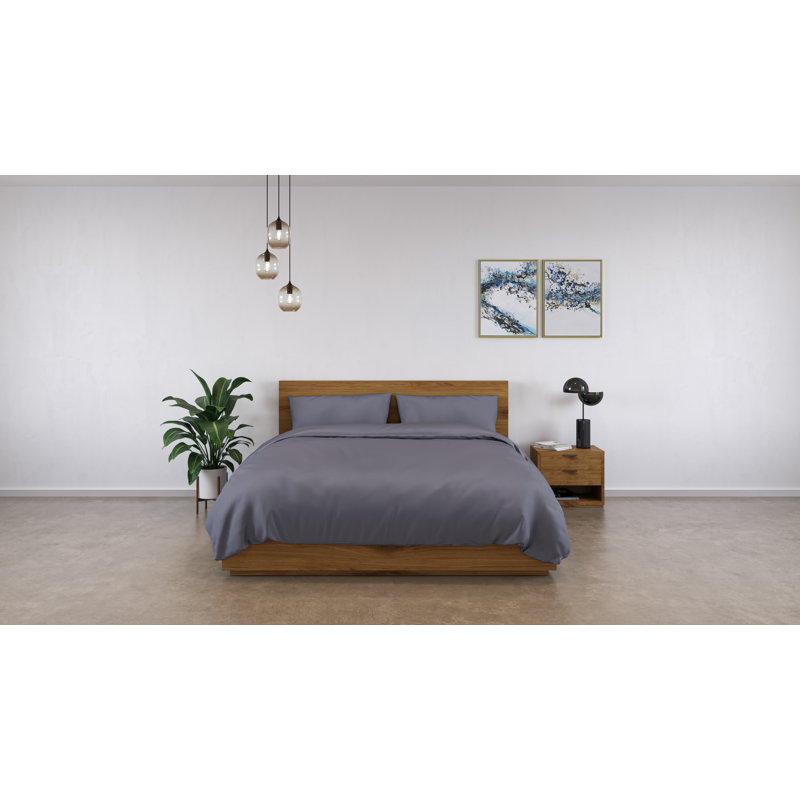 100% Bamboo Bedding Set, Dark Grey, Double Duvet Cover + 3 Additional Pieces