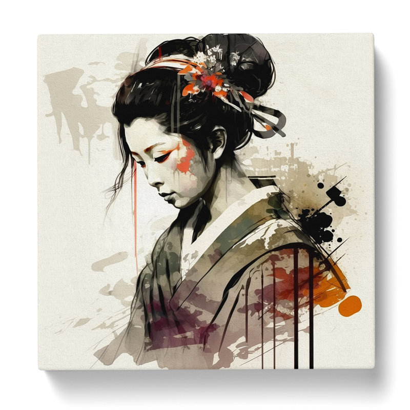 Geisha Gestural Art - Wrapped Canvas, 50cm H x 50cm W x 3cm D