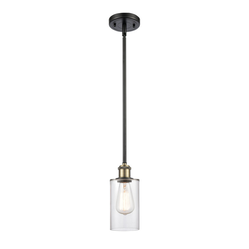Glessite 1 - Light Single Pendant, No Bulb Included, Clear, Black Antique Brass