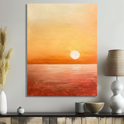 Minimal lever de soleil sur l'océan - décor d'art mural en métal bord de mer, impression nautique en métal