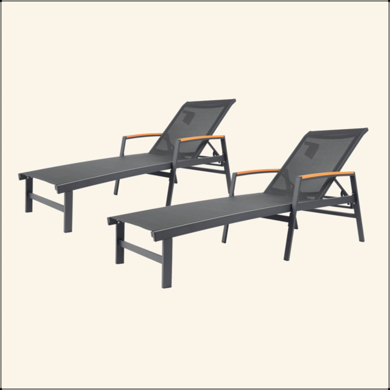 Chaises longues d'extérieur élégantes et confortables pour des moments de détente, 2 pièces, Orange brûlé, 2, Dark Grey