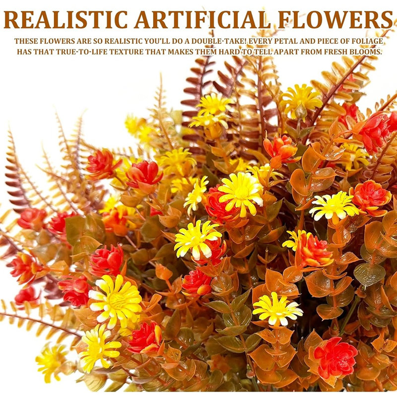 Paquet de 20 fleurs artificielles pour maman - plantes d'extérieur résistantes aux rayons UV