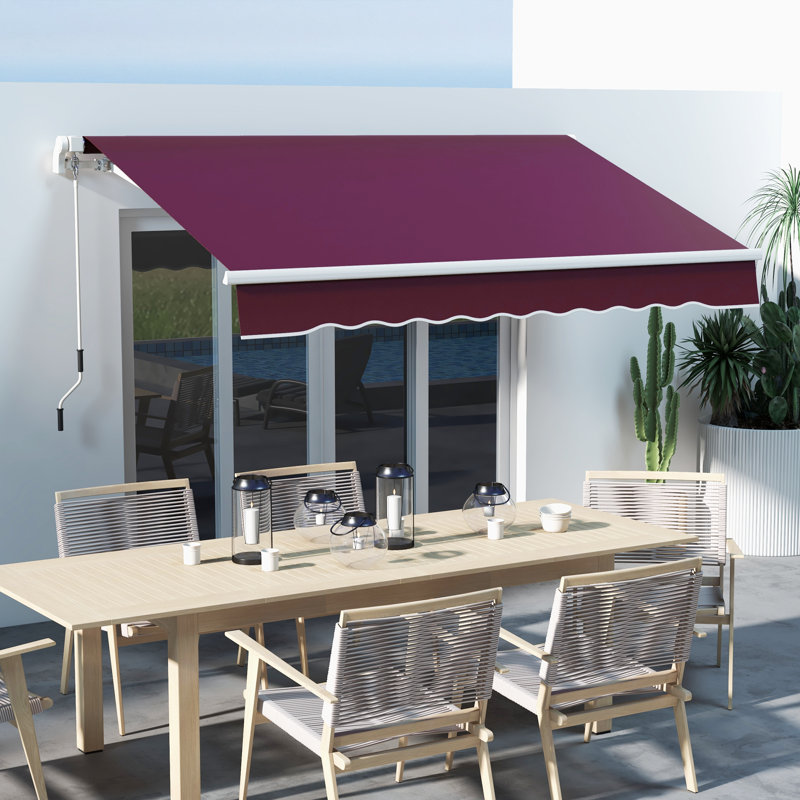 Auvent de terrasse rétractable en polyester Outsunny, Rouge, H 59,1 po x l 116,9 po x P 78,7 po