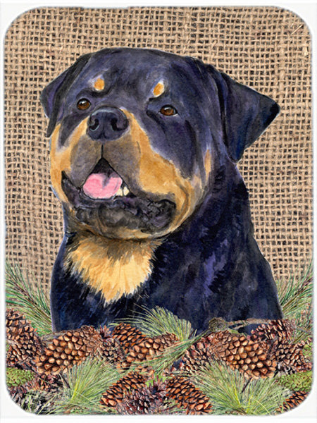 Winston Porter Rottweiler and Pine Cone Glass Cutting Board