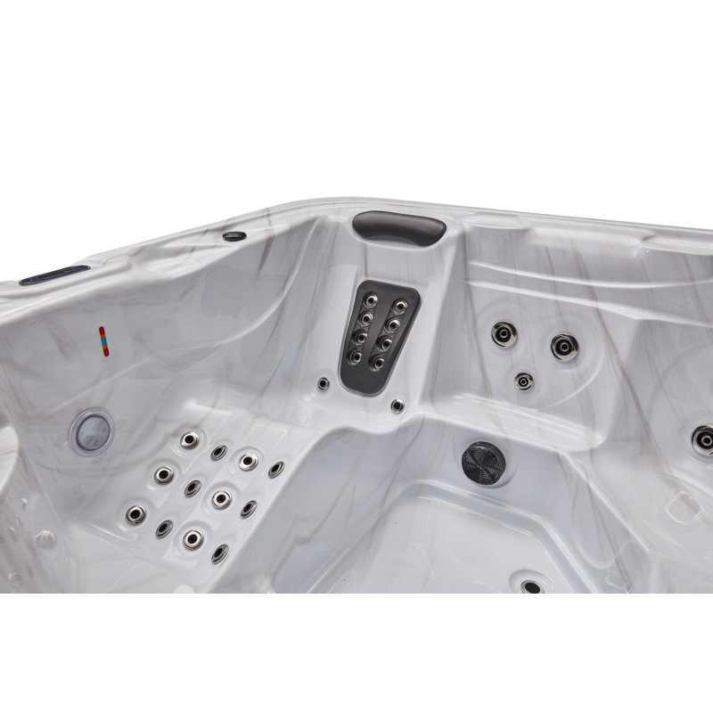 Gray and White 5-Person Luxury Hot Tub with Jets and Ozonator