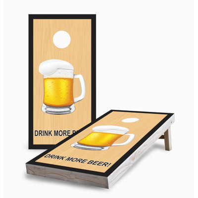 Drink More Beer Mug 2x4 Cornhole Board Set | Includes (2) Boards (8) Bags & Optional Accessories