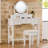 Compact Makeup Vanity Table With Reversible Mirror,Dressing Table Set With Stool,Space-Saving Beauty Station For Small Places,White