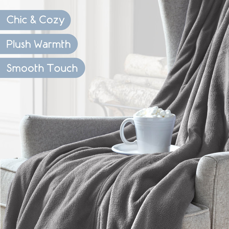 King Size Gray Microfleece Reversible Bed Blanket