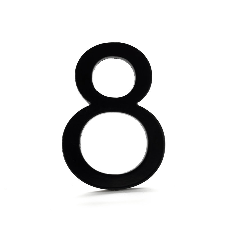 Numéro de maison à fixation flottante 24 po, Nickel satiné / rouge brique, 8