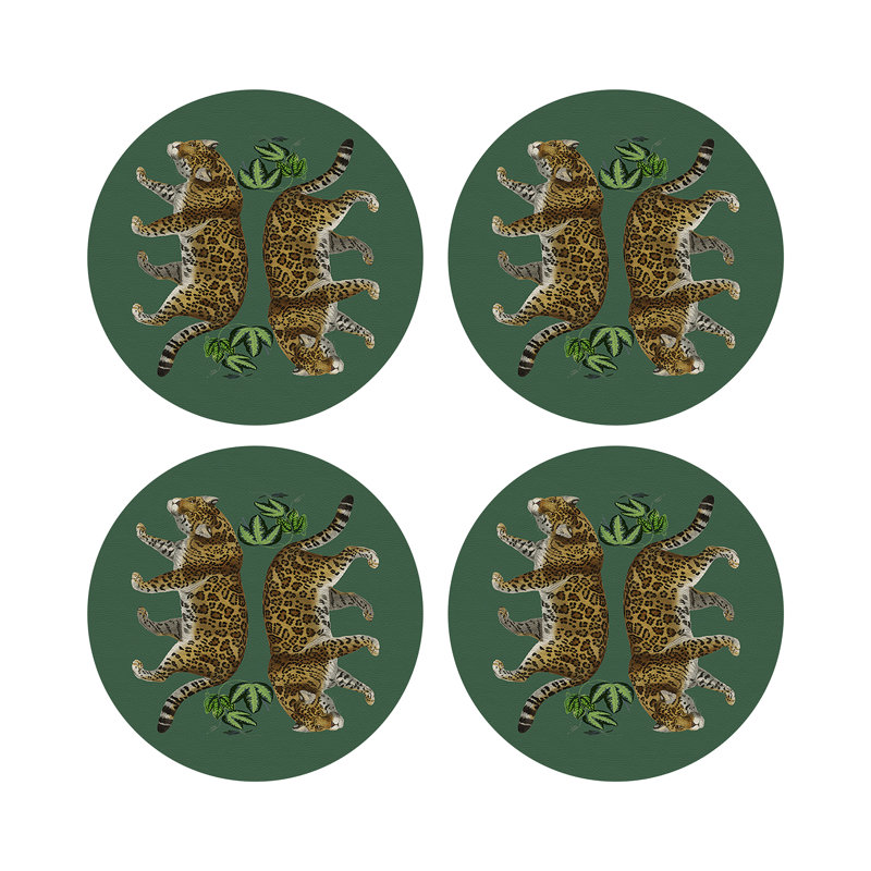 Leopard Seeing Double Pebble 16" Vinyl Placemat, Evergreen