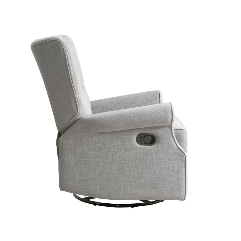 Alice Wingback Swivel Recliner, Gray Linen