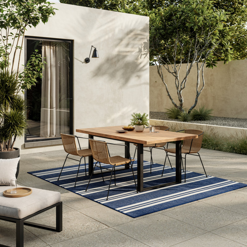Manderella 6' x 9' Navy Modern Rug, Rectangle 6' x 9', Navy