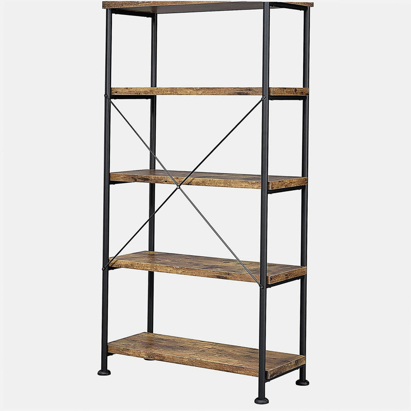 Bibliothèque rustique muscade et noire à 4 niveaux