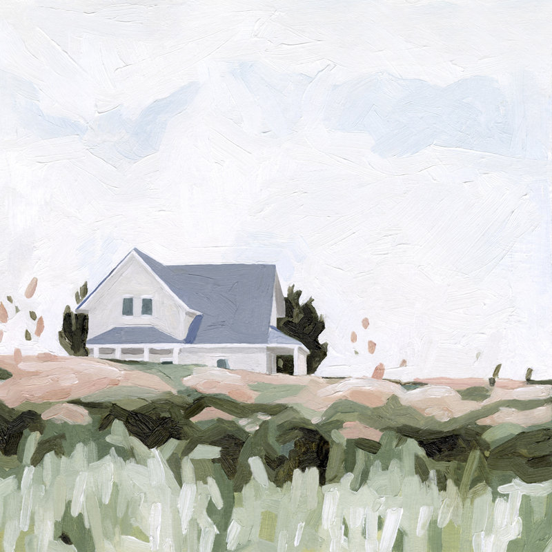 House On A Hill I by Emma Scarvey - Wrapped Canvas Painting, 30cm H x 30cm W