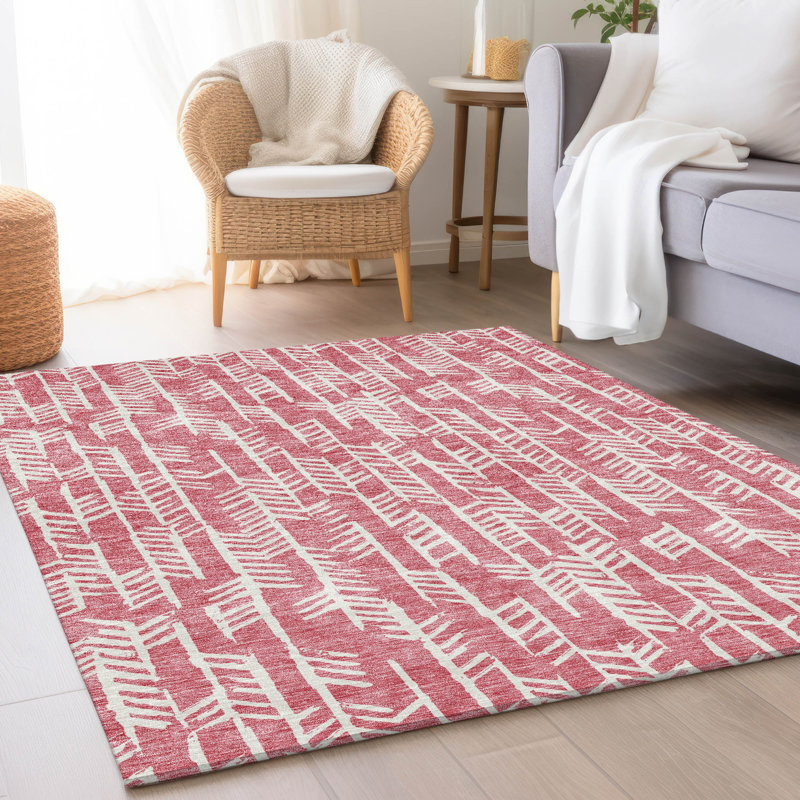 Premium Machine Washable Prisco Blush Rug, Rectangle 8' x 10'
