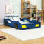 Lit de voiture de course simple en bois avec support de rangement et rails de sécurité-2045670500