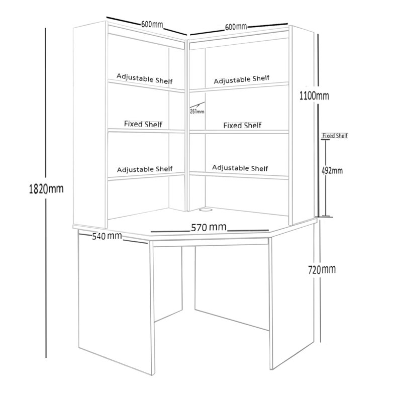 Haajar Corner Writing Desk, Oak