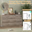 Commode cannelée à 9 tiroirs pour chambre à coucher, commodes de 59 po de largeur et commode avec poignées dissimulées-1601472705