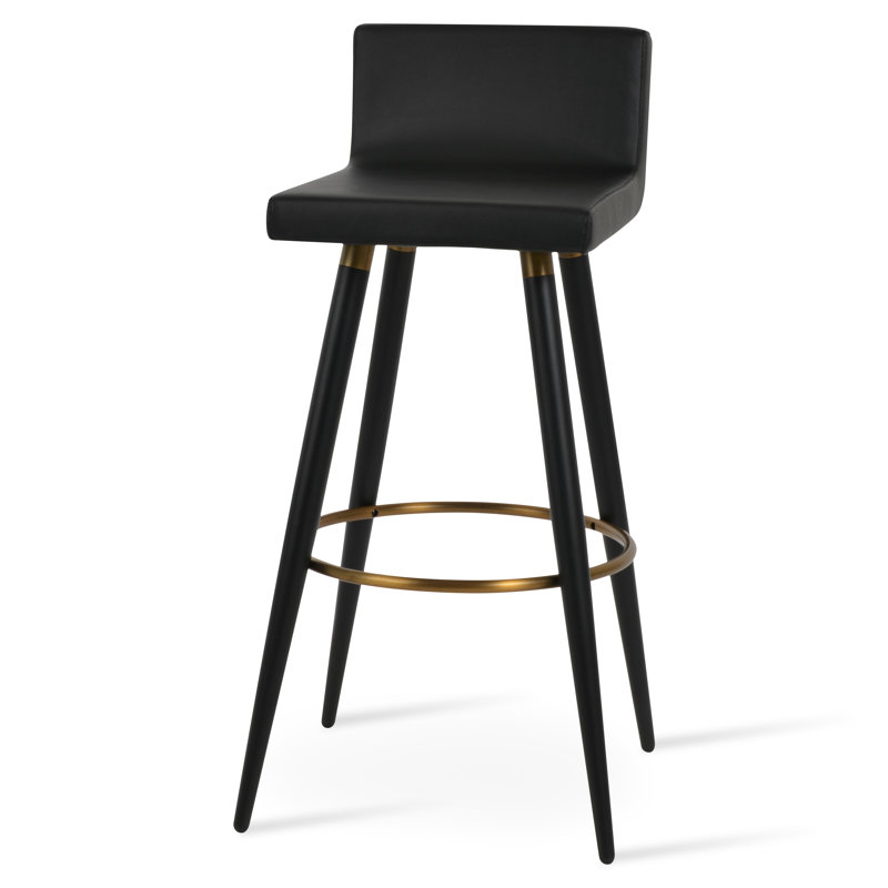 Tabouret de bar et de comptoir Dallas Ana, Noir / Laiton, Noir, Tabouret de comptoir (siège d’une hauteur de 24