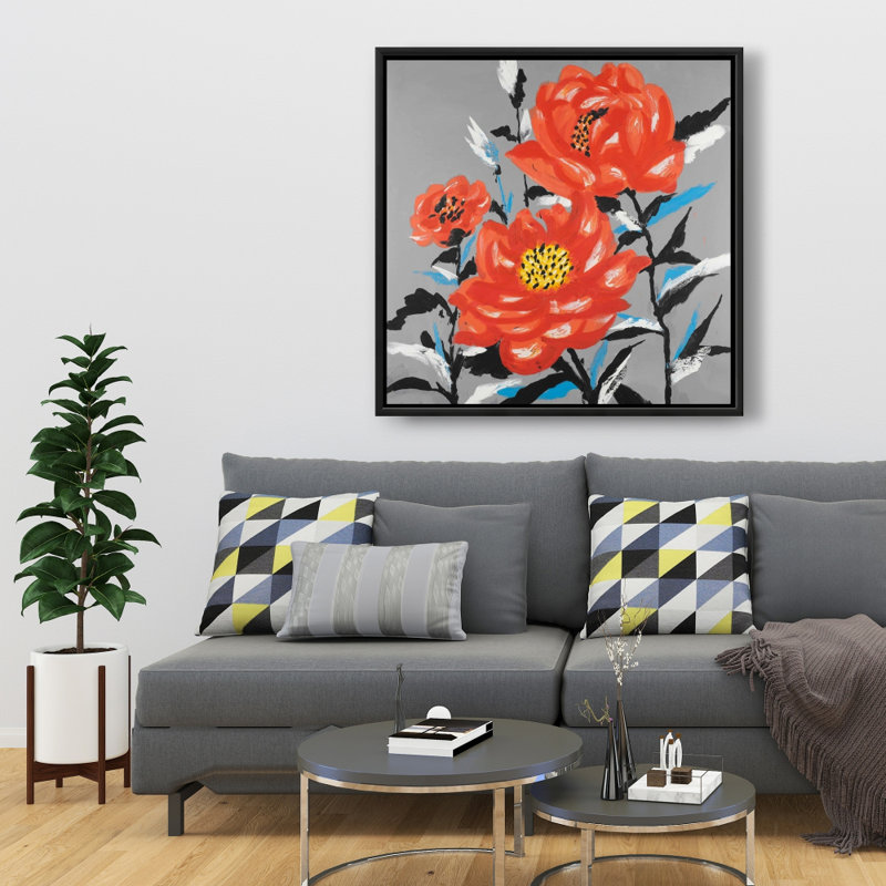 "Trois fleurs roses" sur toile