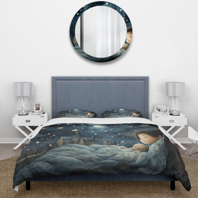 Blue Childhood Haven Nursery II - Animation Duvet Cover Set - Microfiber Polyester