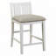 Ensemble de 3 tables à hauteur de comptoir de style transitionnel avec finition blanche et grise avec tablettes USB et 2 chaises à hauteur de comptoir rembourrées en tissu-1203183135