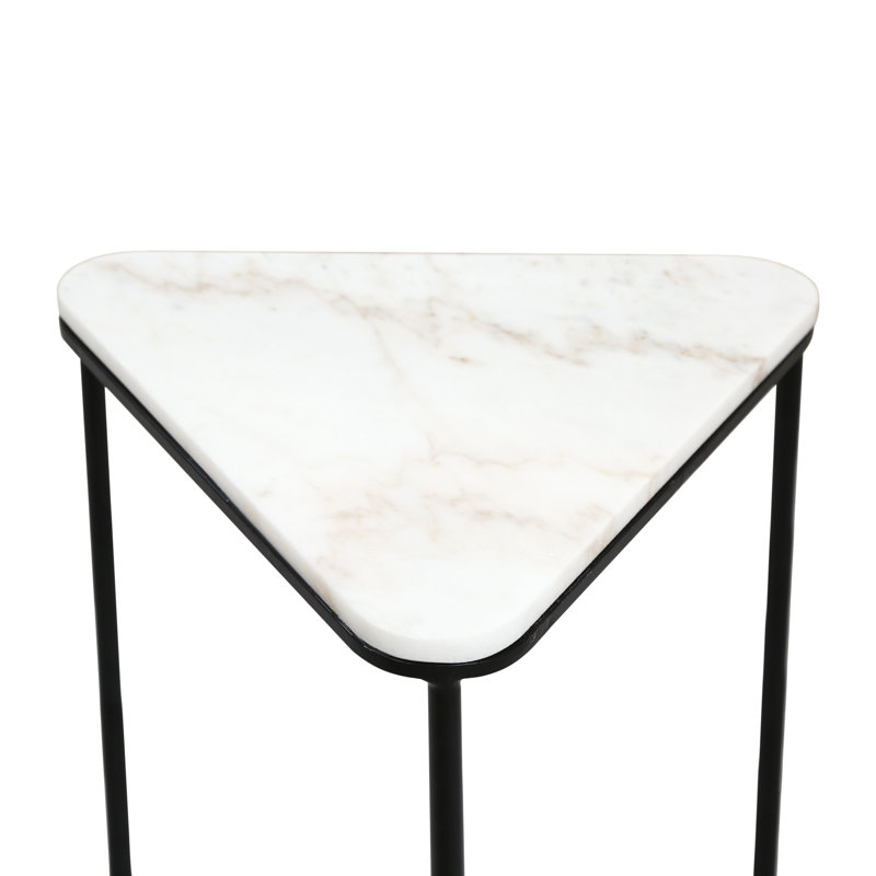 Metal Nesting End Table For Living Room Furniture, Marble Top Nest Of 2 Side Tables, Accent Tables