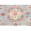 Tapis crème / bleu en laine noué à la main de conception unique 8 pi 0 po x 8 pi 1 po Gato