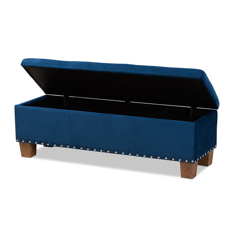 Banc de rangement avec repose-pieds Llewellyn, Bleu marine