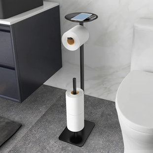 Porte-papier hygiénique sur pied avec tablette de rangement
