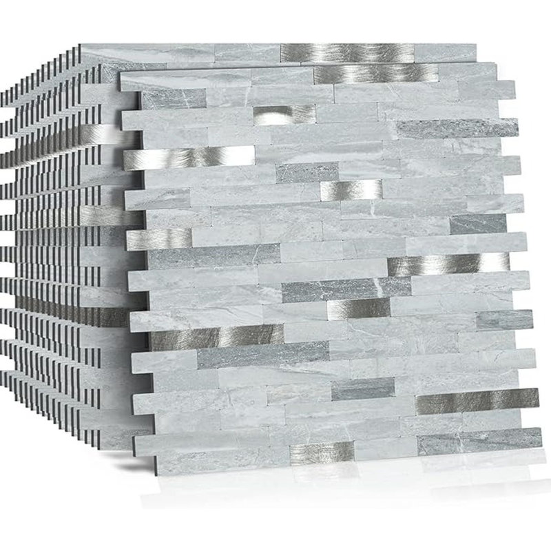 Carrelage mural en PVC à 10 feuilles pour dosseret de cuisine, Bleu clair