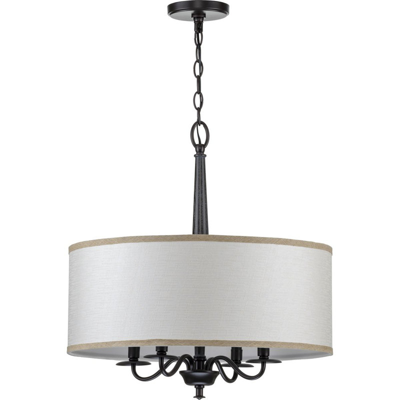 Lustre tambour 4 lumières à abat-jour Rourke, Noir