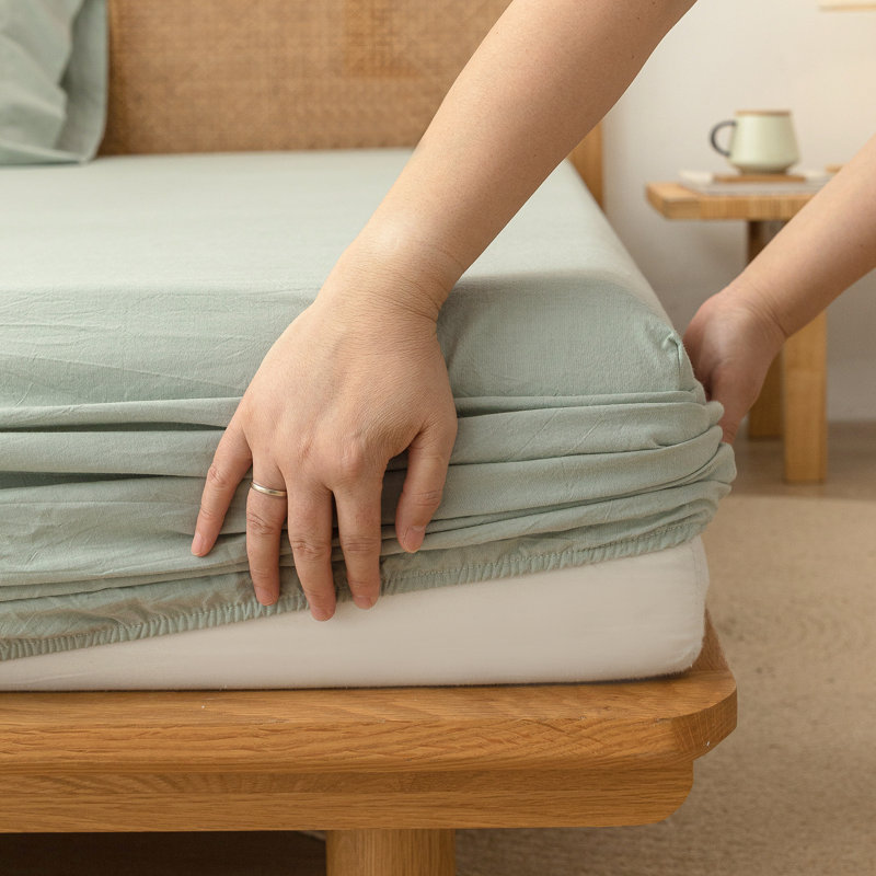Drap-housse Bestouch 100% coton lin lavé, Drap-housse de taille très grand, Vert sauge