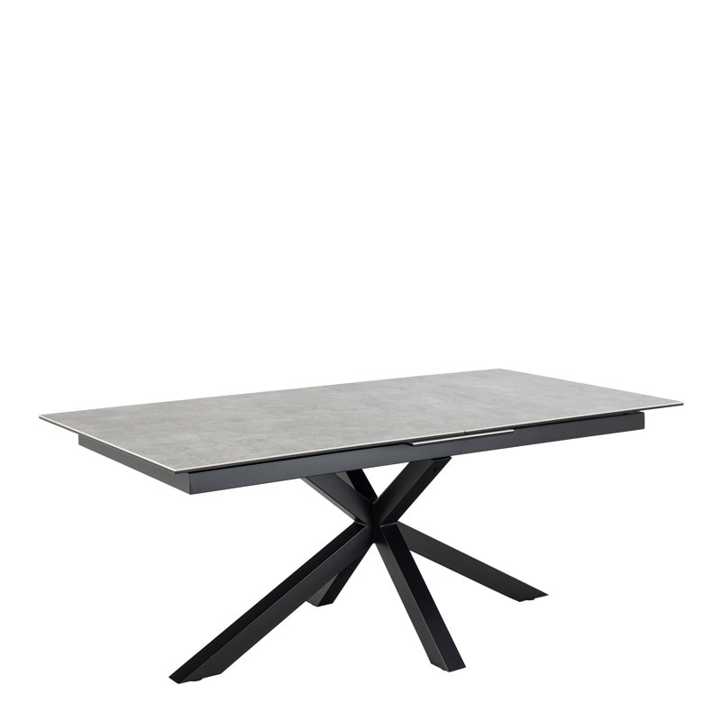 Harrisonburg Extendable Metal Base Dining Table, 76cm H x 100cm W x 240cm L, Grey