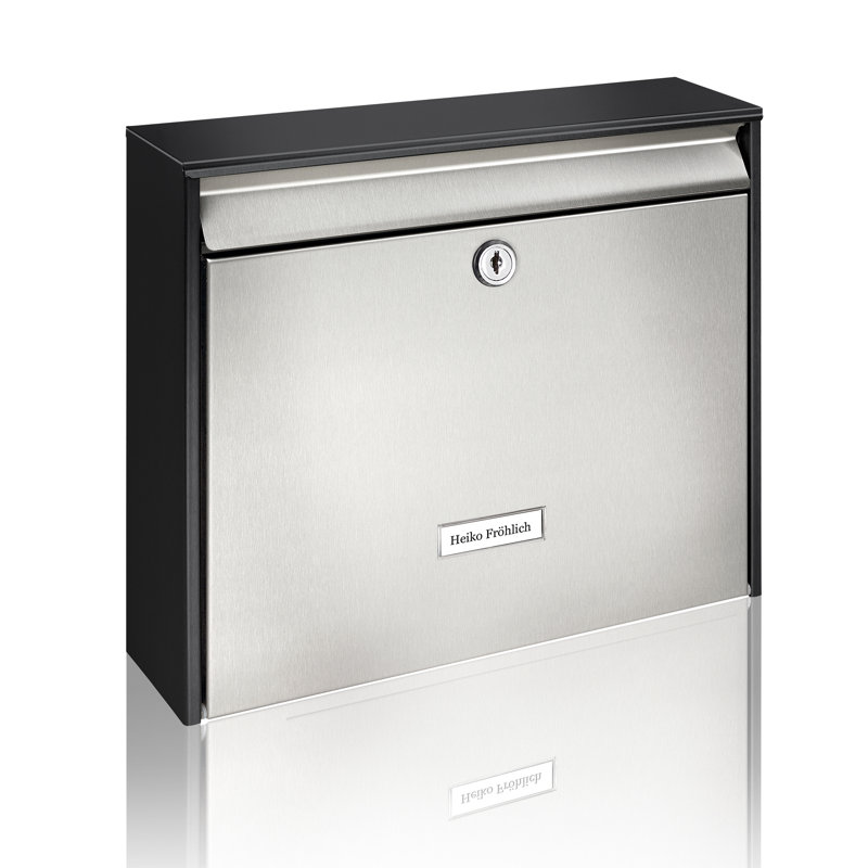 Oxford Black & Stainless Steel Wall Mounted Lockable Weatherproof Post Box