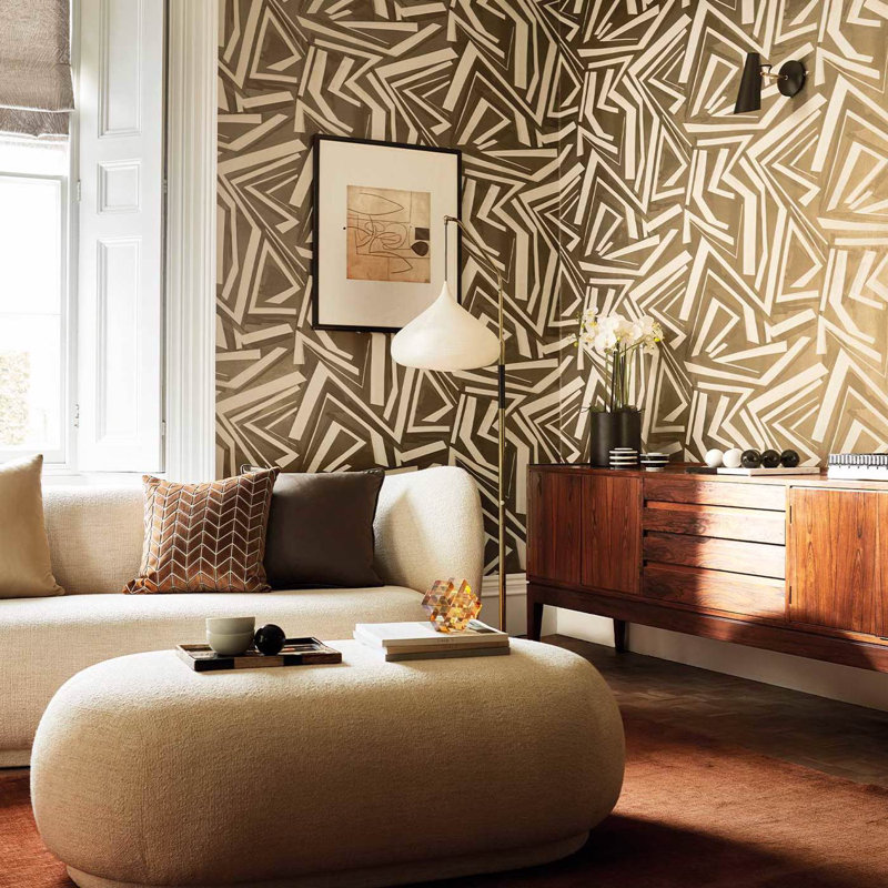 Transverse Geometric Wallpaper Roll, Bronze
