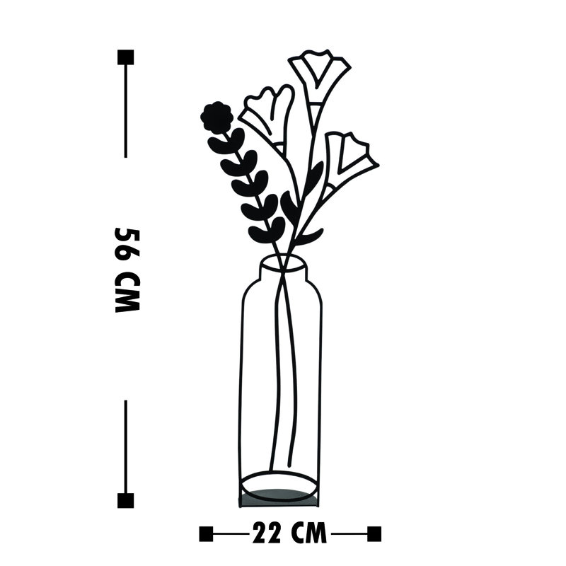 Élégant objet décoratif noir, 8,7 po x 22 po | Fabrication 100% métal, épaisseur: 0,06 po | Conception durable et moderne pour la décoration intérieure, idéale pour le salon, le bureau ou la galerie