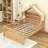 Dreamy House-Shaped Bed with Roof-Style Frame and Storage Shelf-1337628687-1337628685