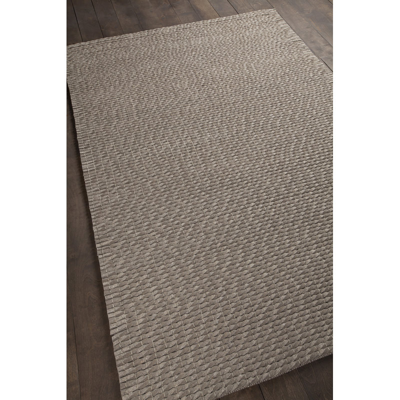 Tapis taupe en laine tissé à la main Ann Authentic, Rectangle 5 pi x 7 pi 6 po