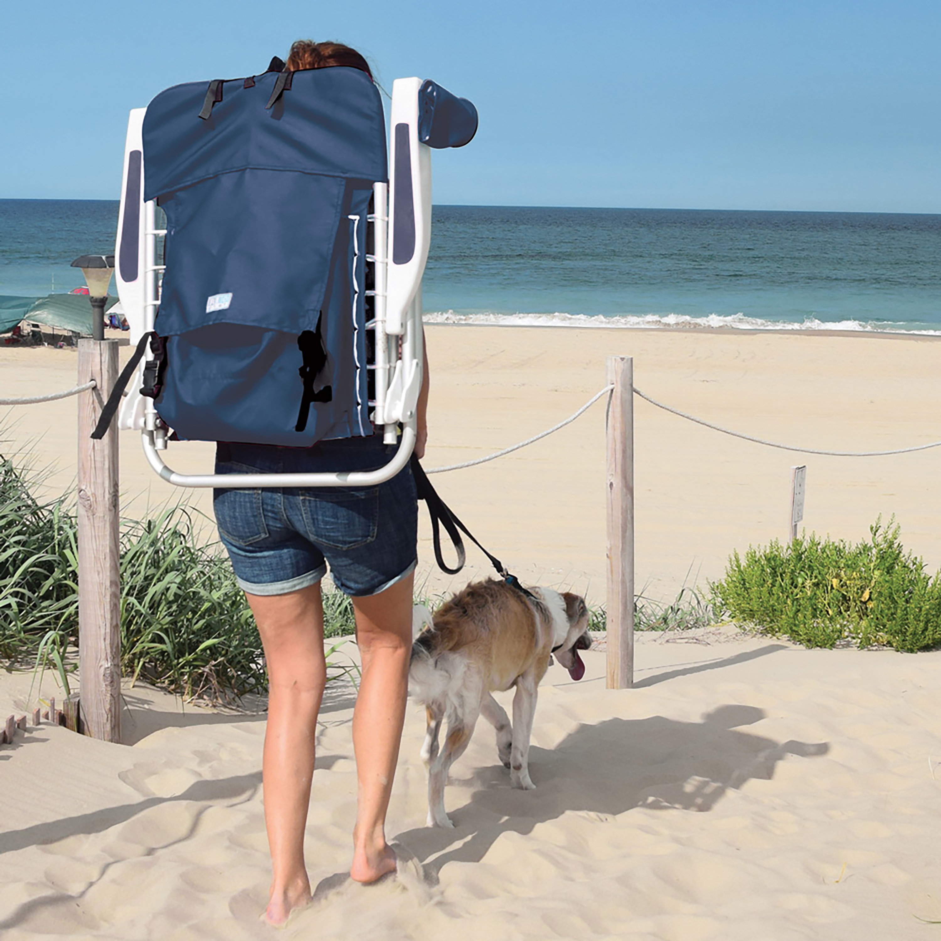 Rio Brands Rio Beach 4-Position Lace-Up Aluminum Backpack Chair Navy 2 ...
