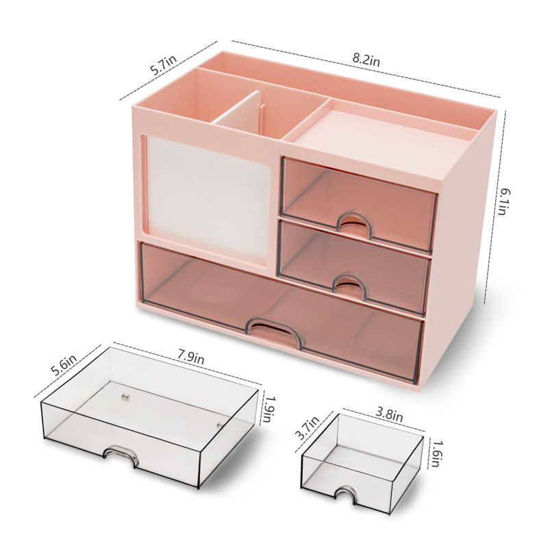 Bavani Plastic Desk Organiser, Pink