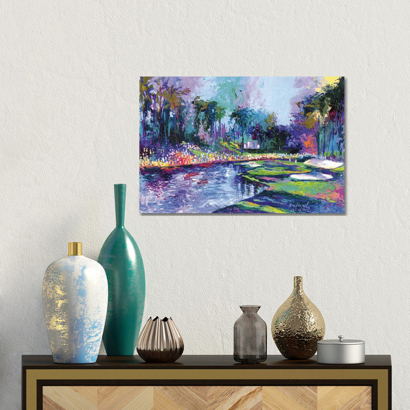 Golf Hole I by Richard Wallich - Painting on Canvas, Wrapped Canvas, 20.32 cm H x 30.48 cm W